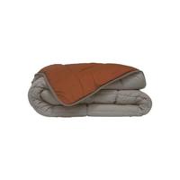 POYET MOTTE Trapunta microfibra 400g / m² CALGARY - 140 x 200 cm - Grigio ghiaia e marrone gimgembre - thumbnail