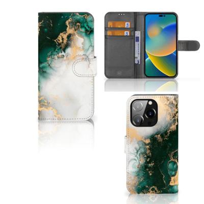 Bookcase voor iPhone 14 Pro Marmer Groen Bookcase voor iPhone 14 Pro Marmer Groen