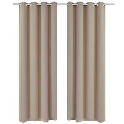 VidaXL Gordijnen met metalen ringen verduisterend 135x175 crème 2 st
