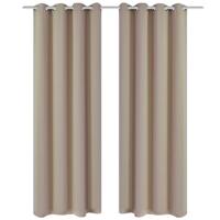 VidaXL Gordijnen met metalen ringen verduisterend 135x175 crème 2 st - thumbnail