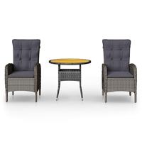 3-delige Bistroset poly rattan grijs - thumbnail