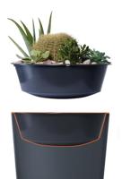 Vaso design regenton antraciet 220 liter met plantenbak - thumbnail