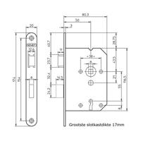Nemef binnendeurslot - 1266/4 - klaviersleutel - DM 50 mm - staal gelakt - L/R - thumbnail