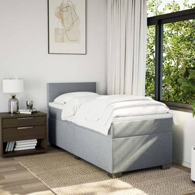 Boxspring met matras stof lichtgrijs 140x190 cm - thumbnail