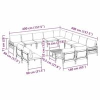 Tuinbankenset met kussen 14 pcs Zwart Staal - thumbnail