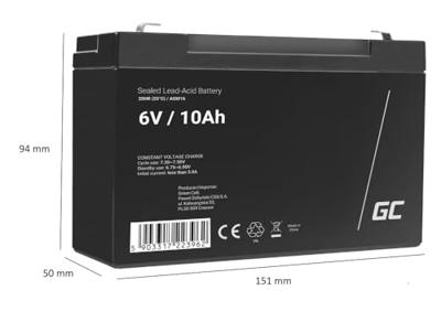 Green Cell® AGM 6 V 10 Ah accu VRLA loodaccu loodaccu reserveaccu, gelaccu, cyclusbestendig, onbemand speelgoed, elektrisch speelgoed, alarm, noodstroom, kindervoertuigen, kinderquad