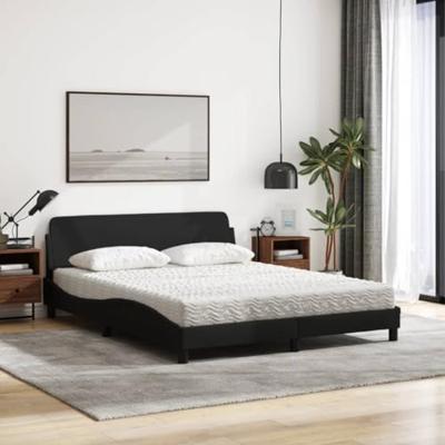 Bed met matras stof zwart 160x200 cm