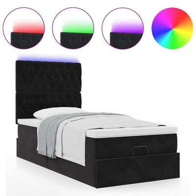 Ottoman bed met matrassen en LED's 80x200cm fluweel zwart