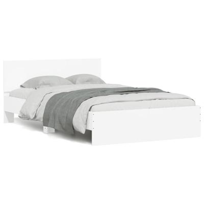 Bedframe met hoofdeinde en LED wit 135x190 cm