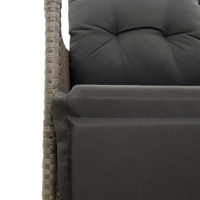 3-delige Bistroset met kussens poly rattan grijs - thumbnail