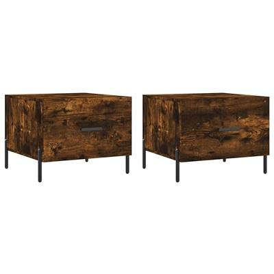 Salontafels 2 st 50x50x40 cm bewerkt hout gerookt eikenkleurig
