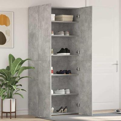 Schoenenkast met plank Grijs 80 x 35.5 x 180 cm Bewerkt hout