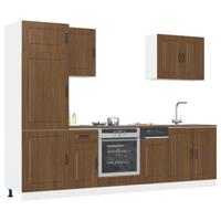 7-delige Keukenkastenset Kalmar bewerkt hout bruin eikenkleur - thumbnail