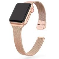 By Qubix - Milanese slim fit bandje - Champagne goud - Compatible met Apple Watch 38mm / 40mm / 41mm / 42mm - Compatible Apple watch bandjes - thumbnail