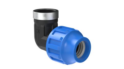 Kirchhoff PP overgangshoek 90°, 25 mm x 3/4"IT, klemkoppeling voor HDPE - 984846217