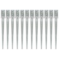 VidaXL Grondpinnen 12 st 7x7x75 cm gegalvaniseerd staal zilverkleurig - thumbnail