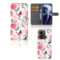 OnePlus Nord 2T Hoesje Butterfly Roses | Portemonnee hoesje - thumbnail