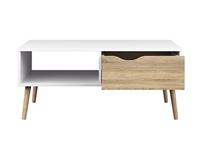 Salontafel Delta - wit/eikenkleur - 43,3x98,6x60,1 cm - Leen Bakker - thumbnail