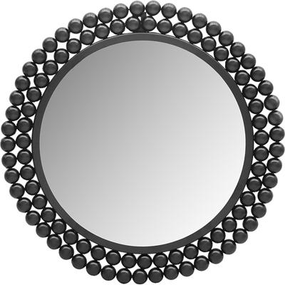 Ronde Zwarte Wandspiegel van Metaal - 46cm - Decoratieve Spiegel