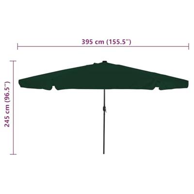 Tuinparasol Groen en Zwart 395 x 395 x 245 cm