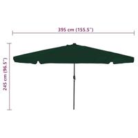 Tuinparasol Groen en Zwart 395 x 395 x 245 cm - thumbnail