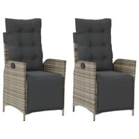 Tuinstoelen 2 st verstelbaar met voetensteun poly rattan grijs - thumbnail