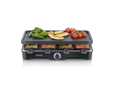 Raclettemachine - SEVERIN - RG9670 - 8 personen - Grote kookplaat met antiaanbaklaag 41,7 x 26,3 cm - 1400 W - Zwart - thumbnail