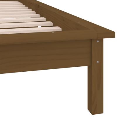 Bedframe LED massief hout honingbruin 90x200 cm