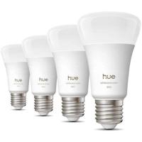Set van 4 A60 LED-lampen met internetverbinding - PHILIPS HUE - Wit en gekleurd licht - E27 fitting - 6W - 1000-2000K - 810 lumen - thumbnail
