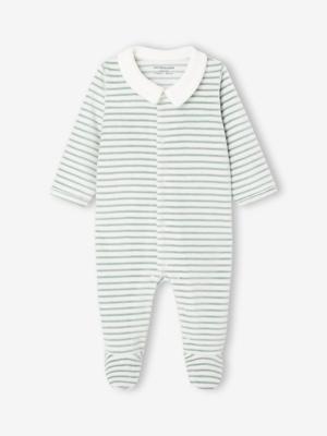 Personaliseerbaar babyslaappakje voor pasgeborenen in fluweel / velours ecru