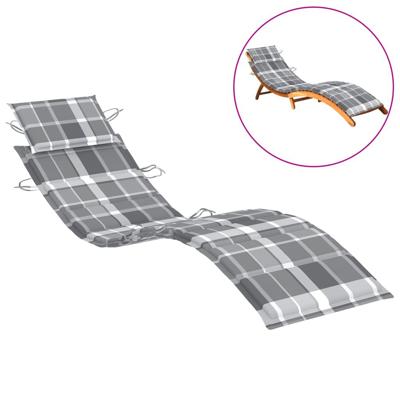 VidaXL Ligbedkussen 186x58x3 cm oxford stof ruitpatroon grijs