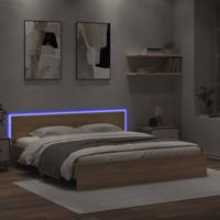 Bedframe met hoofdeinde en LED sonoma eikenkleurig 180x200 cm - thumbnail