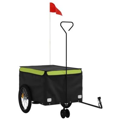 VidaXL Fietstrailer 45 kg ijzer zwart en groen - thumbnail