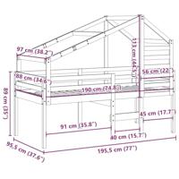 Hoogslaper met dak massief grenenhout wit 90x190 cm - thumbnail