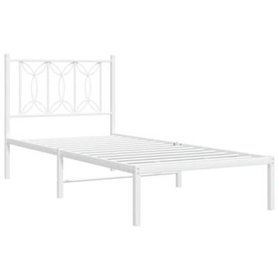 Bedframe met hoofdbord metaal wit 75 x 190 cm Bedframe met hoofdbord metaal wit 75 x 190 cm