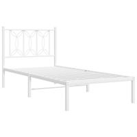 Bedframe met hoofdbord metaal wit 75 x 190 cm - thumbnail