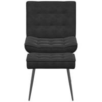 Relaxstoel met voetenbank fluweel zwart - thumbnail