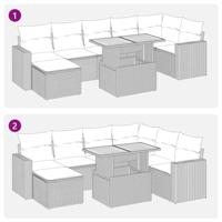 8-delige Loungeset met kussens poly rattan grijs - thumbnail