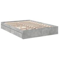 Bedframe met lades bewerkt hout betongrijs 150x200 cm - thumbnail