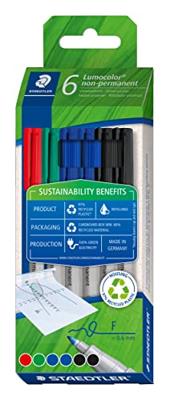 Staedtler Foliestift Lumocolor® non-permanent pen 316 316 C6-1 Rood, Blauw, Groen, Zwart Staedtler Foliestift Lumocolor® non-permanent pen 316 316 C6-1 Rood, Blauw, Groen, Zwart