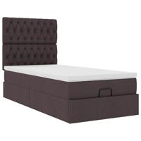 Ottoman bed met matras en LED's 100x200cm stof donkerbruin - thumbnail
