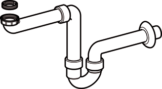 Geberit meubelsifon 1 1/2x40 mm m/verloop ring 11/4x11/2 inch Wit