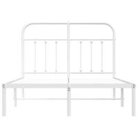 Bedframe met hoofdbord metaal wit 120x190 cm - thumbnail