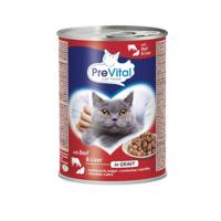PREVITAL Cat Food met rundvlees en lever in saus - nat kattenvoer - 415 g - thumbnail