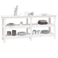 VidaXL Werkbank 181x50x80 cm massief grenenhout wit - thumbnail