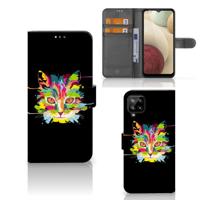 Samsung Galaxy A12 Leuk Hoesje Cat Color - thumbnail