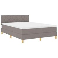 vidaXL Boxspring Bed met Matras & LED Taupe 140x190 cm Stof - thumbnail