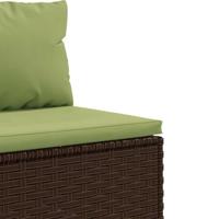 5-delige Loungeset met kussens poly rattan bruin - thumbnail