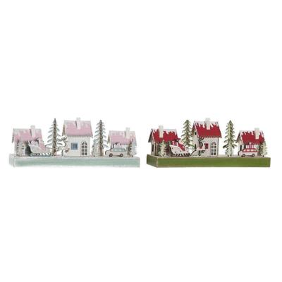 Kerstversiering DKD Home Decor Hout Huis (2 pcs) (30 x 6 x 12 cm)