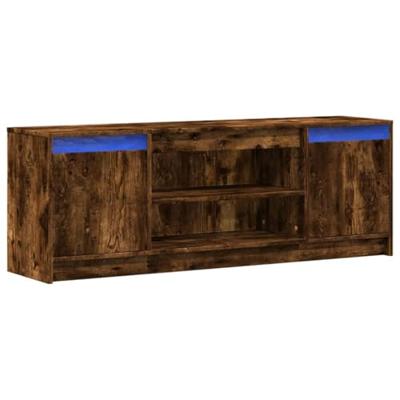 Tv-meubel met LED 139,5x34x50 cm bewerkt hout gerookt eiken